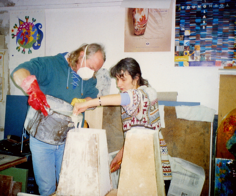 lost wax_pouring plaster into the mold